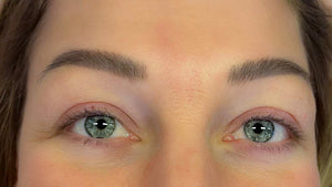 Before Close Up van groen grijze ogen voor wimperextensions C krul