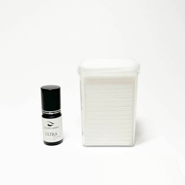 Glue wipes voor wimperextensions lijm samen met Ultra Bond Glue (Wimperextensions Lijm) van Luxury Lashes (Dicht)