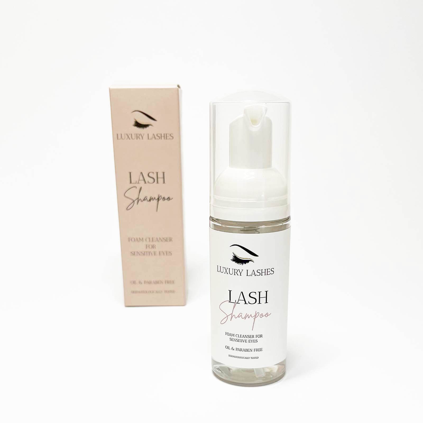 Wimperextensions Shampoo (Lash Foam Cleanser) met verpakking van Luxury Lashes